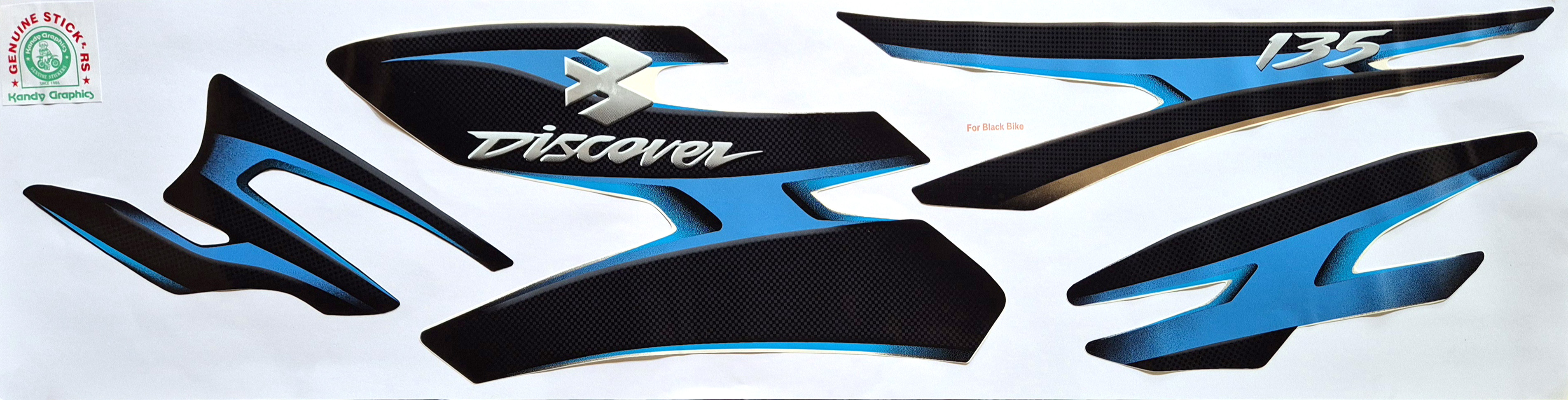 Bajaj Discover 135 Black Bike - Blue Sticker — DISCOVER sticker Sri Lanka